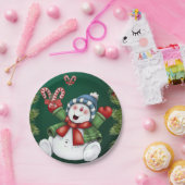 Weihnachtsbuch-Teller, Schneemann Pappteller (Party)