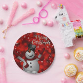 Weihnachtsbuch-Teller, Schneemann Pappteller (Party)