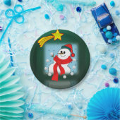 Weihnachtsbuch-Teller, Schneemann Pappteller (Party)