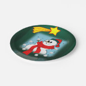 Weihnachtsbuch-Teller, Schneemann Pappteller (Schrägansicht)