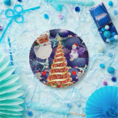 Weihnachtsbuch-Teller, Schneemann Pappteller (Party)