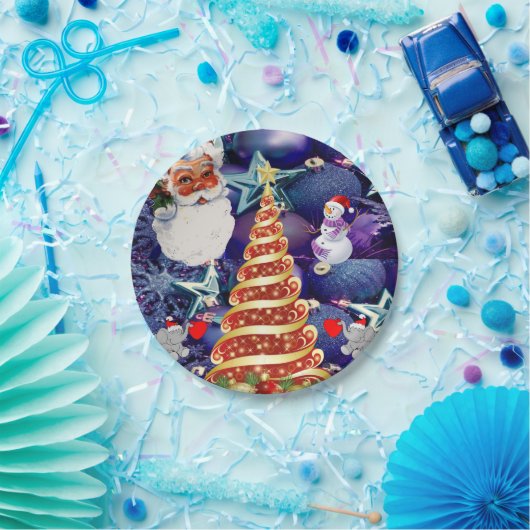 Weihnachtsbuch-Teller, Schneemann Pappteller (Party)