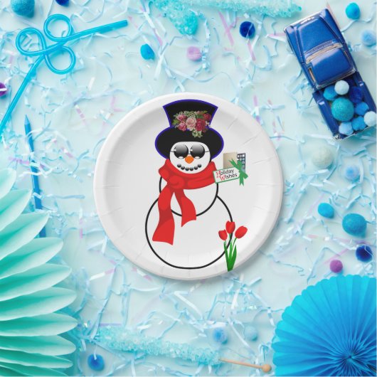 Weihnachtsbuch-Teller, Schneemann Pappteller (Party)
