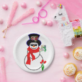 Weihnachtsbuch-Teller, Schneemann Pappteller (Party)