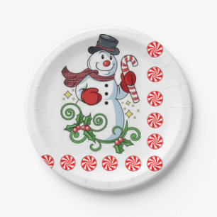 Weihnachtsbuch-Teller, Schneemann Pappteller