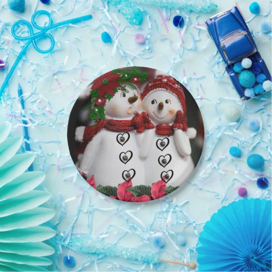 Weihnachtsbuch-Teller, Schneemann Pappteller (Party)