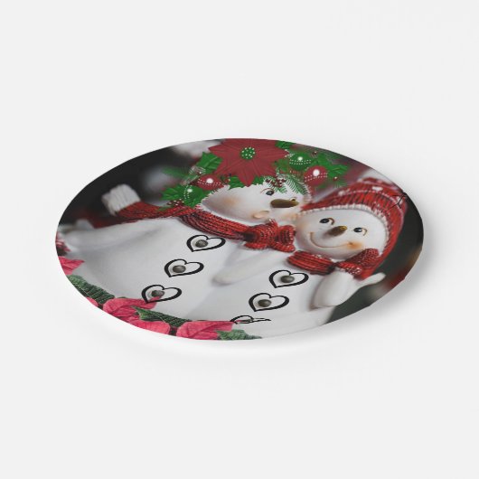 Weihnachtsbuch-Teller, Schneemann Pappteller (Schrägansicht)