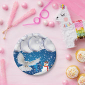 Weihnachtsbuch-Teller, Schneemann Pappteller (Party)