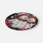 Weihnachtsbuch-Teller, Schneemann Pappteller (Schrägansicht)