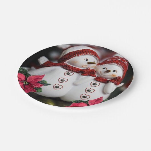 Weihnachtsbuch-Teller, Schneemann Pappteller (Schrägansicht)