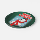 Weihnachtsbuch-Teller, Schneemann Pappteller (Schrägansicht)