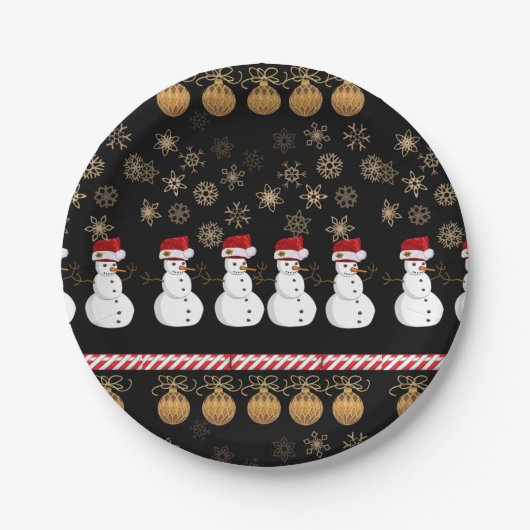 Weihnachtsbuch-Teller, Schneemann Pappteller (Vorderseite)