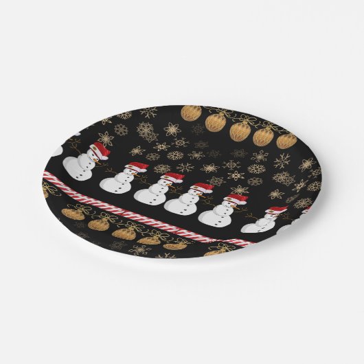 Weihnachtsbuch-Teller, Schneemann Pappteller (Schrägansicht)