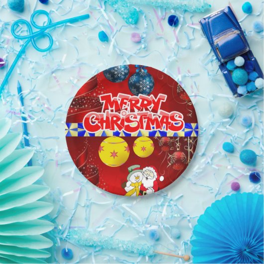 Weihnachtsbuch-Teller, Schneemann Pappteller (Party)