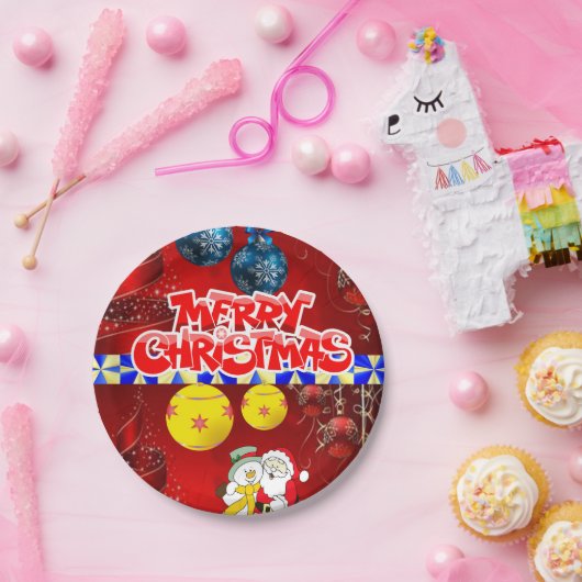 Weihnachtsbuch-Teller, Schneemann Pappteller (Party)