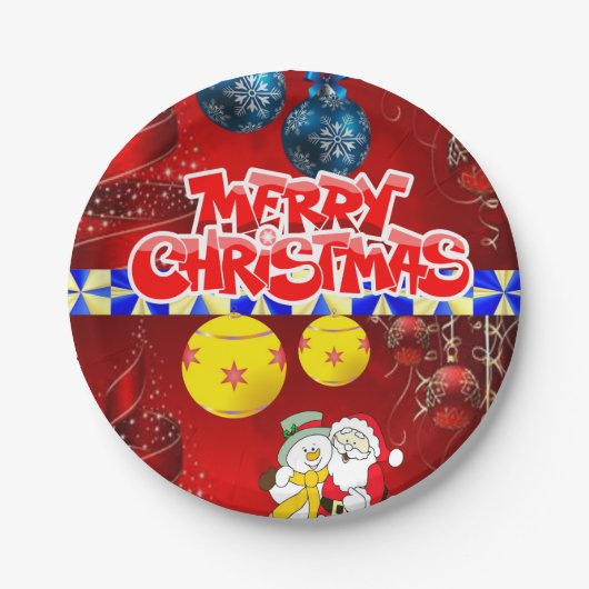 Weihnachtsbuch-Teller, Schneemann Pappteller (Vorderseite)