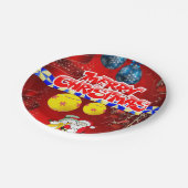 Weihnachtsbuch-Teller, Schneemann Pappteller (Schrägansicht)