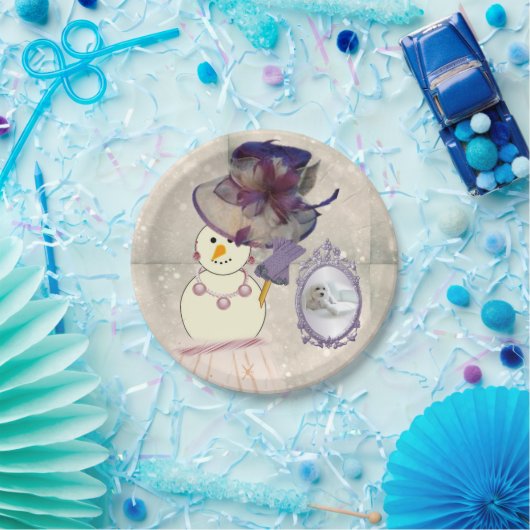 Weihnachtsbuch-Teller, Schneemann Pappteller (Party)