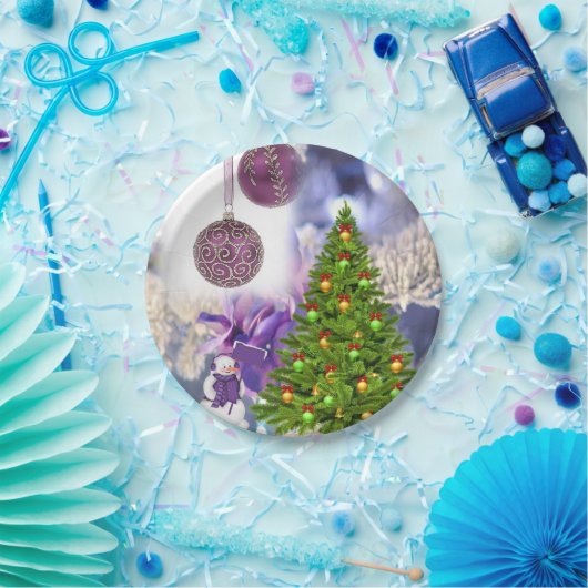 Weihnachtsbuch-Teller, Schneemann Pappteller (Party)