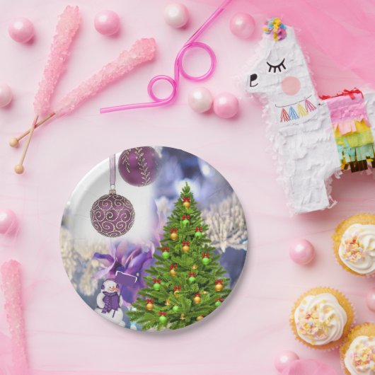 Weihnachtsbuch-Teller, Schneemann Pappteller (Party)
