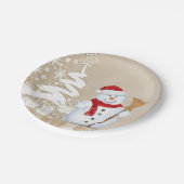 Weihnachtsbuch-Teller, Schneemann Pappteller (Schrägansicht)
