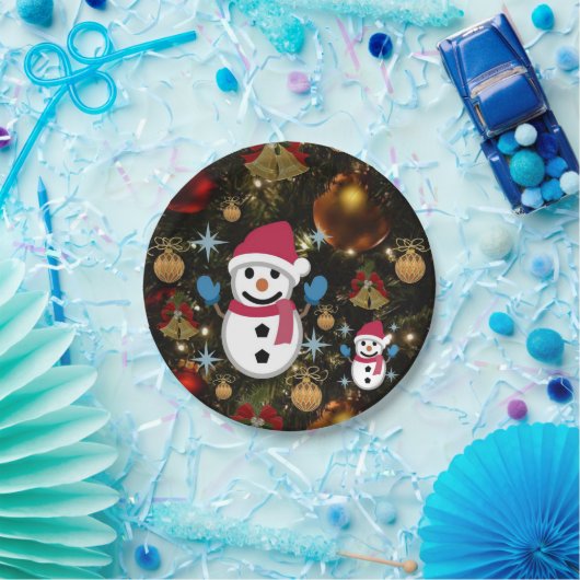 Weihnachtsbuch-Teller, Schneemann Pappteller (Party)