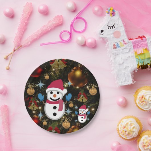 Weihnachtsbuch-Teller, Schneemann Pappteller (Party)