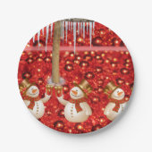 Weihnachtsbuch-Teller, Schneemann Pappteller (Vorderseite)