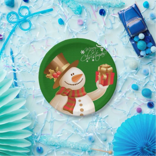Weihnachtsbuch-Teller, Schneemann Pappteller (Party)