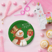 Weihnachtsbuch-Teller, Schneemann Pappteller (Party)