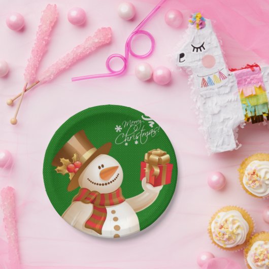 Weihnachtsbuch-Teller, Schneemann Pappteller (Party)
