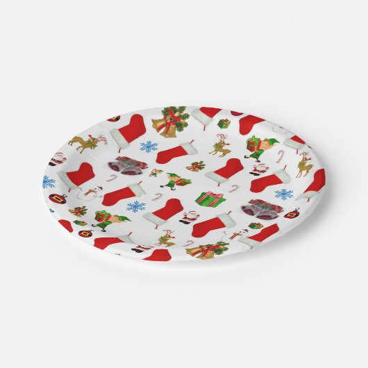 Weihnachtsbuch-Teller, Schneemann Pappteller (Schrägansicht)