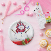 Weihnachtsbuch-Teller, Schneemann Pappteller (Party)