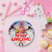 Weihnachtsbuch-Teller, Schneemann Pappteller (Party)