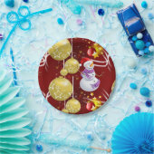 Weihnachtsbuch-Teller, Schneemann Pappteller (Party)