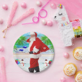 Weihnachtsbuch-Teller, Summer Beach Bum Santa Pappteller (Party)