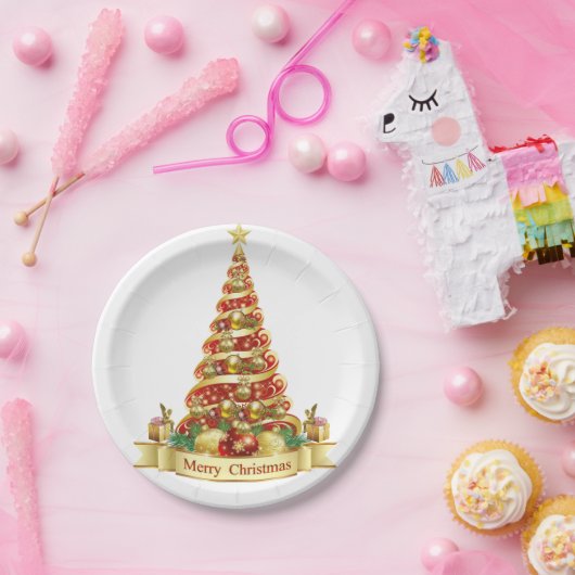 Weihnachtsbuch-Teller, Weihnachtsbaum Pappteller (Party)