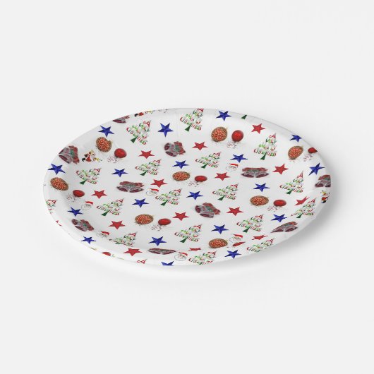 Weihnachtsbuch-Teller, Weihnachtsbaum Pappteller (Schrägansicht)