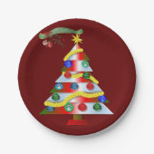 Weihnachtsbuch-Teller, Weihnachtsbaum Pappteller (Vorderseite)