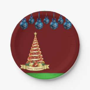 Weihnachtsbuch-Teller, Weihnachtsbaum Pappteller