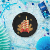 Weihnachtsbuch-Teller, Weihnachtskerzen aus Rotem  Pappteller (Party)