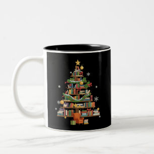Weihnachtsbücher Baum Bücherliebhaber Lehrer Büche Zweifarbige Tasse