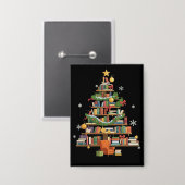 Weihnachtsbücher Baum Buchliebhaber Lehrer Bücherw Button (Vorderseite/Rückseite)