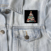Weihnachtsbücher Baum Buchliebhaber Lehrer Bücherw Button (Beispiel)