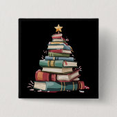 Weihnachtsbücher Baum Buchliebhaber Lehrer Bücherw Button (Vorderseite)