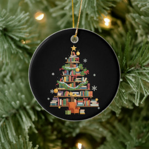 Weihnachtsbücher Baum Buchliebhaber Lehrer Bücherw Keramik Ornament