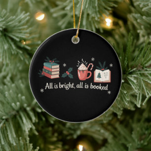 Weihnachtsbücher Buchliebhaber Leserinnen Feiertag Keramik Ornament