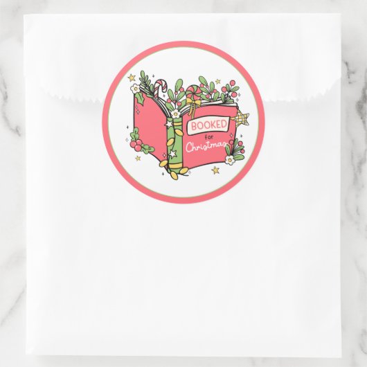 Weihnachtsbücher lesen runder aufkleber (Tasche)