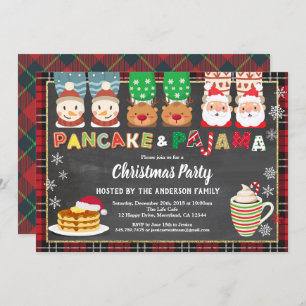 Weihnachtsbücher und Schlafanzug Party kariert Einladung