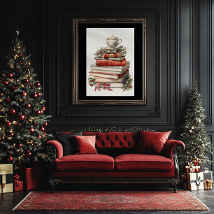 Weihnachtsbücher Watercolor Art Poster